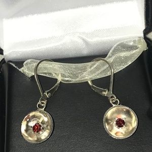 Ruby and Silver artisan handcrafted earrings